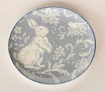 Blue & White Ceramic Embossed Bunny Plate 21CM