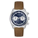 Guess Brown Leather Strap Blue Dial Multi-function Watch