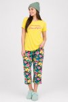 Ladies Printed Short Sleeve 3 4 Pyjama Set