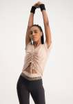 Ruche Detail Active Top - Beige - XS