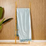 Bengal Stripe 100% Cotton Cover Throw Turquoise
