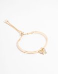 Goldair Gold Diamante Butterfly Bangle Toggle Bracelet