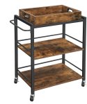 Lifespace Rustic Industrial Serving Cart With Wheels & Handle