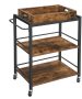 Lifespace Rustic Industrial Serving Cart With Wheels & Handle