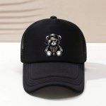 1PC Men's Cartoon Bear Print Trucker Hat Breathable Mesh Baseball Cap Fashion Outdoor Sun Protection Adjustable Snapback Sport S