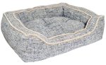 Pet Bedding Luxury Square Bed - Medium Slate And Oatmeal
