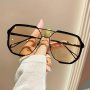 Double Bridge Fashion Glasses For Women Men Retro Metal Frame Sun Shades For Driving Beach Travel Fashion Glasses