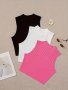 3 Pack Solid Mock Neck Tank Top Casual Sleeveless Summer Top Women's Clothing