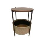 Kcw Furn: Round Side Table With Storage Basket