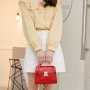 Lady's Fashionable Crocodile Skin Pu Shoulder Bag With Safety Lock Closure - Red Beige Black Pink Green Brown Gray