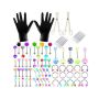 74 Piece Steel Acrylic Colorful Belly Tongue Body Piercing Jewelry Kits