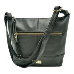 Black Pu Leather Sling With Front Zip