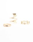 Goldair Gold Wrapped & Butterfly Stacking Rings 3-PACK - S m