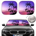Gven Windshield Sun Shade For Car 2-PIECE Foldable Sunshade For Front Windows Blocks Uv Rays Automotive Interior Sun Protection