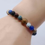 1PC Fashion Eight Planets Beaded Bracelet Men's Natural Stone Cosmic Yoga Chakra Bracelet Starry Galaxy Style Synthetic Stone Ha