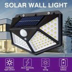 New 100LED Wall Sensor Lamp Solar Charging Four Side Luminous Human Sensor Wall Lamp