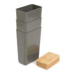- 3 Piece Storage Container With Bamboo Lid - Anthracite