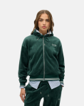 Country Clun Velour Zip Hooded Sweatshirt - XL Green