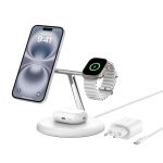 Belkin 3 In 1 Wireless Charging Stand 15W With Magsafe Compatible QI2 Technology Fast Charger For Iphone 16 15 14 Airpods Apple