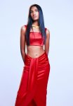 Draped Satin Skirt - Red