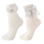 Bows Socks Women Ankle Socks Womens Cute Crew Socks Satin Bow White Ruffle Frilly Cotton Princess Lace Ankle Dress Socks Cute Co