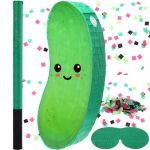 Sonwyoung Pickle Pi Ata For Kids Birthday Party 15.7 X 6.7 X 2.8 Inches Cucumber Theme Pi Ata With Bat Blindfold And Confetti Fo