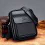 Stylish Men's Crossbody Bag - Business Casual Shoulder Sling With Adjustable Strap Multi-layer Design Faux Leather Black