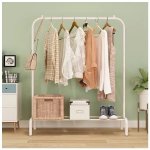 Single Pole Clothes Stand With Shoe Rack
