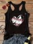 Heart Print Tank Top Casual Sleeveless Tank Top For Summer Women's Clothing