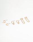 Goldair Gold Diamante Chain & Hoop Earrings 3-PACK