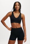 Cotton On Seamless Plunge Strappy Black Crop-black