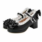 Luxmax Women Kawaii Lolita Mid Block Heel Mary Jane Rockabilly Pumps With Bow Size 11.5 M Us Black
