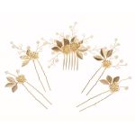 5 Pieces Gold Leaf Hair Comb And Hair Pins Bridal Hair Accessories Headband