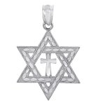 925 Sterling Silver Jewish Charm Cross Star Of David Pendant