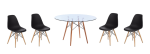 5 Piece Glass Table And Black Wooden Leg Chairs