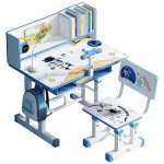 JG20375447 Childrens Adjustable Study Desk Home Desktop Combination Ergonomic Children Chairs In Blue