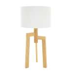 Jaggered Wood And Fabric Table Lamp White Black - Black