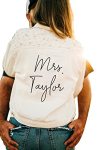 Customized Women's Pearl Denim Future Mrs. Jacket - Personalized Wedding Jacket US6 8-M White