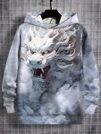 Men's Casual Pullover Hoodie With Gradient Print Polyester Fabric Digital Printing Machine Washable Relaxed Fit Outdoor Sports W