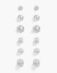 Silver Statement Cubic Zirconia Classic Earrings 6-PACK