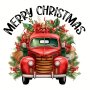 1PC Christmas Red Truck Vinyl Iron-on Transfer Sticker For T-shirts Bags Caps & Clothing Decoration Festive Atmosphere Christmas Patch Mixed Color Vinyl Material