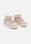 Leather Iredescent Panel High Top Sneakers Size 4-13 Younger Girl