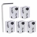 5PCS 3D Printer Metal Heater Block Set Standard Size Fits Most 3D Printers Industrial - Grade Sturdy Accessories 5 Pack + Hex Wr