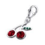 C1286-C902 - 925 Sterling Silver Cherry Crystal Dangle Charm