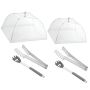 Kitchen Outdoor Mesh Food Covers With 2 Pasta Tongs And 2 Serving Spoons