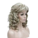 Aimole Women's Natural Long Curly Wig Synthetic Hair Full Wigs H16-613-BLONDE Highlighted