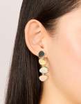 Goldair Gold Plated Pink & Cream Stone Statement Drop Earrings