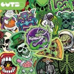 50PCS Green Graffiti Stickers - Quirky & Creative Decals For Phone Cases Tablets Notebooks Water Bottles Guitars Skateboards - M