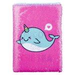 Sequin Narwhale Notebook. Pink