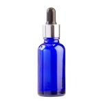 30ML Blue Glass Aromatherapy Bottle With Pipette - Black & Silver Collar 18 78